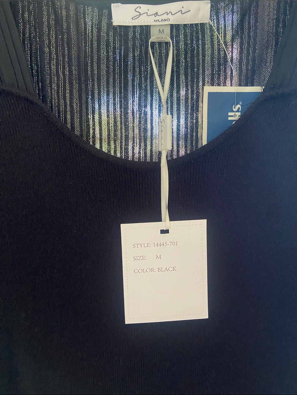 Sioni Milano Black Sweater with sweetheart neckline, long Pleated-Sleeves. Sz M - Picture 8 of 15